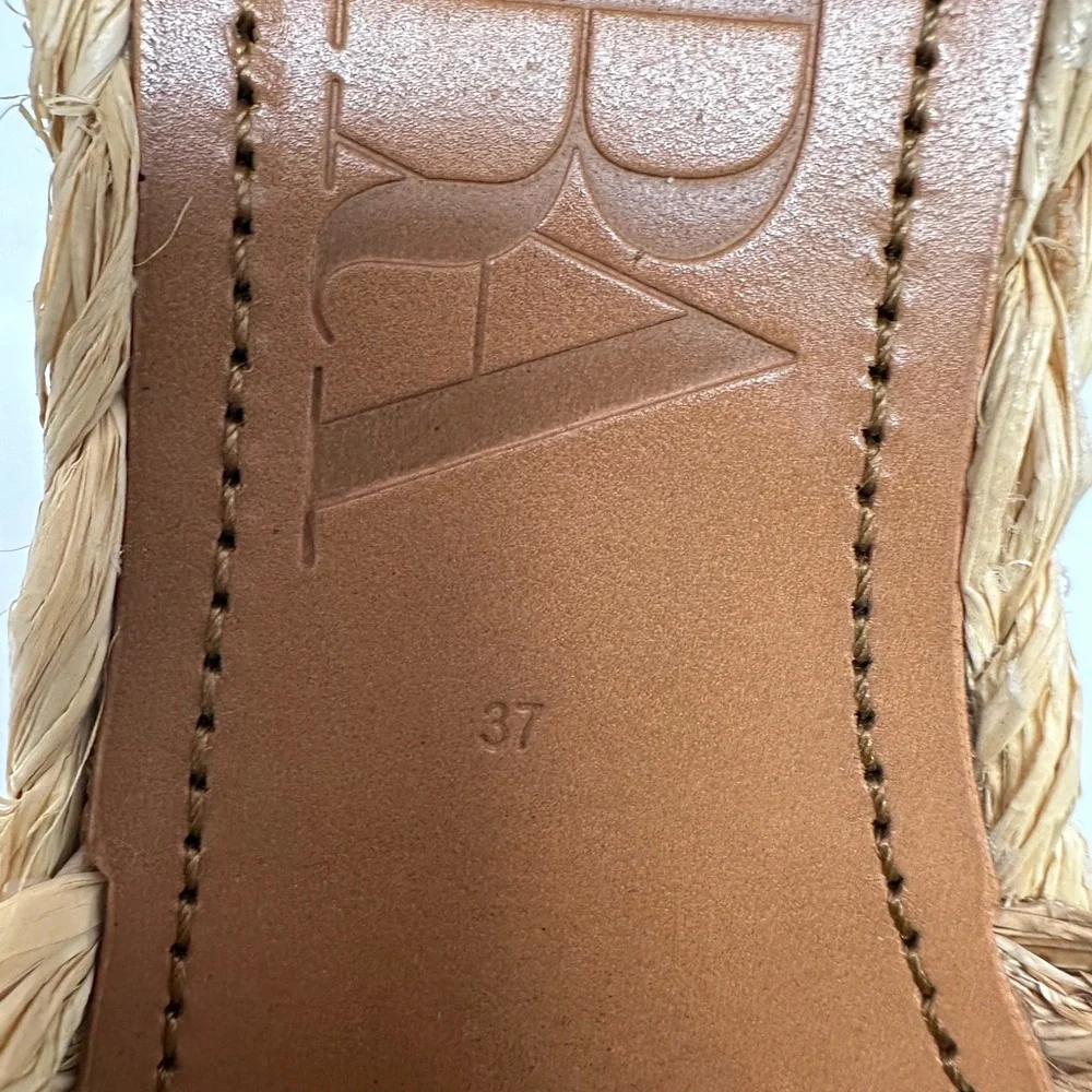 Zara Natural Raffia Platform Wedge Sandals Women's 37 - Picture 14 of 14